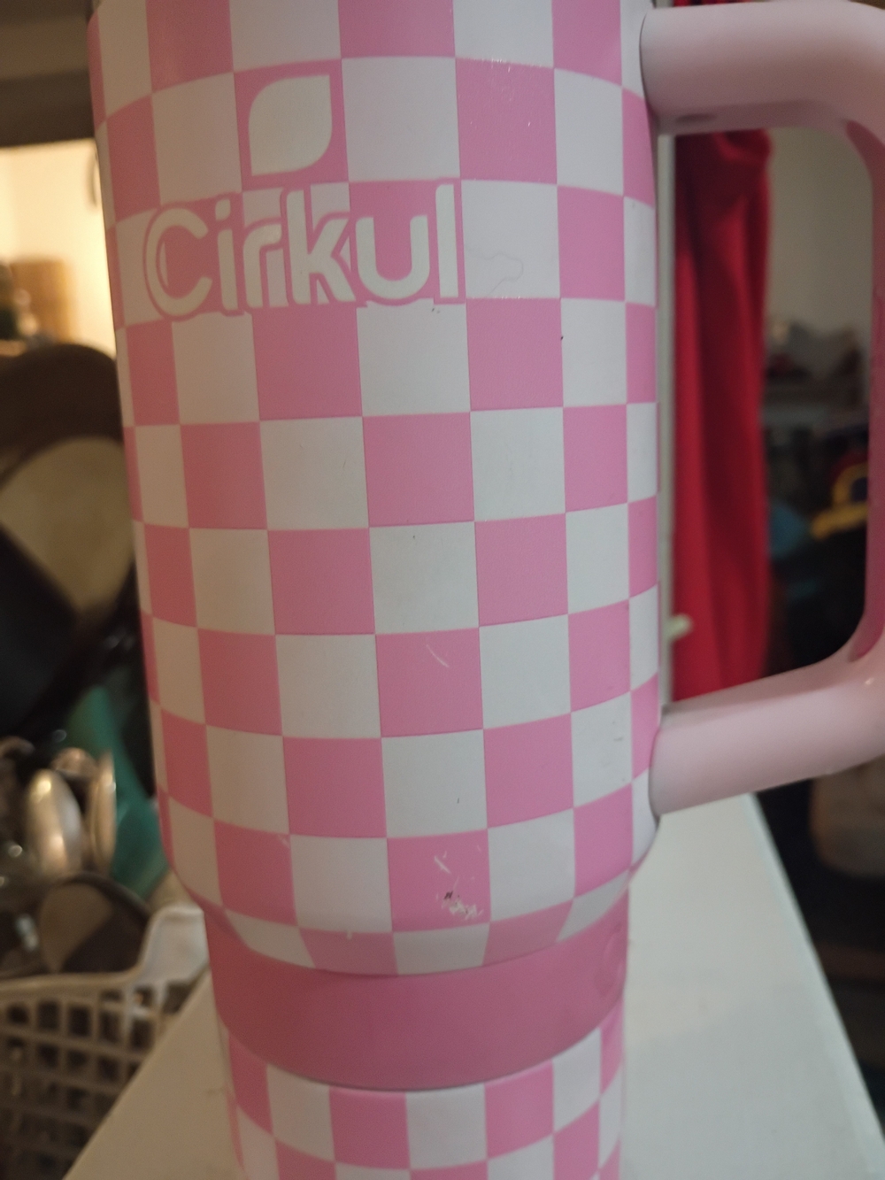 Cirkul 30oz Travel StrawSip Stainless Steel Tumbler – Pixel Pink Checkered